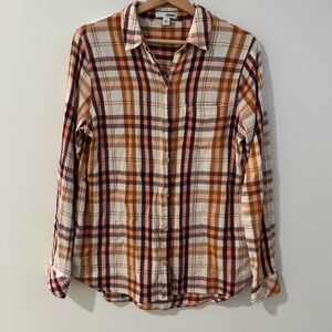Sonoma Plaid Everyday Comfort Button Down Shirt Medium